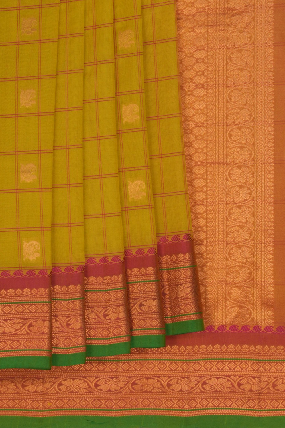 Image of Gadwal Sico Kattam Beige Saree